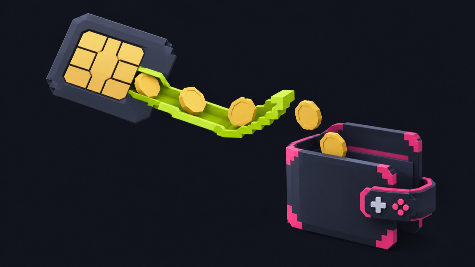 SIM-карта, из которой монеты сыплются в игровой кошелёк